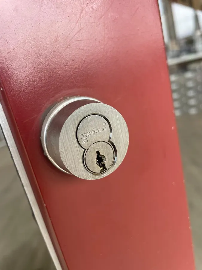 High-security cylinder on a steel door