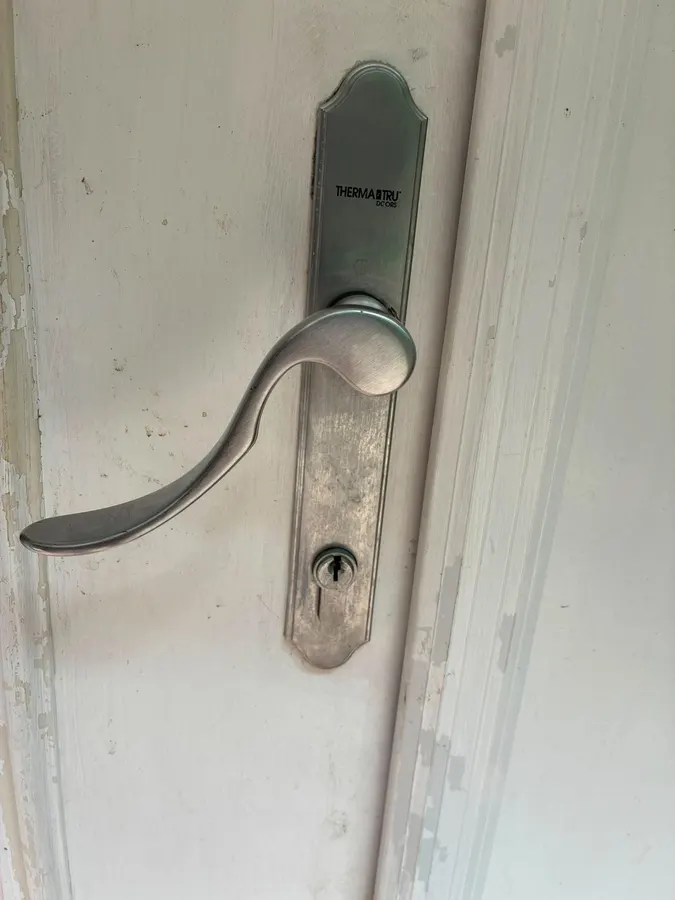 Weathered front door handleset